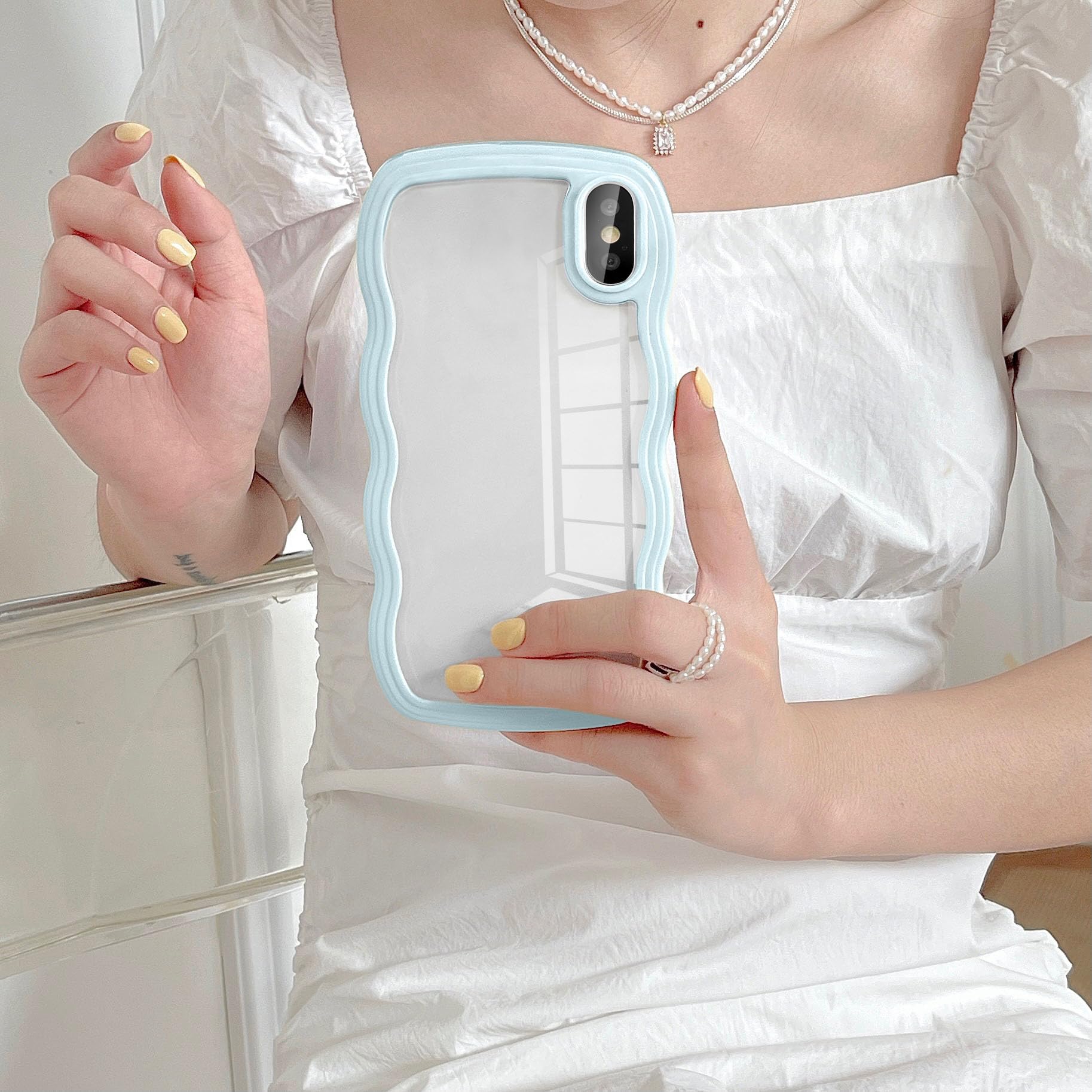 Amazon.com: UEEBAI Wave Frame Clear Case for iPhone X/XS, Curly